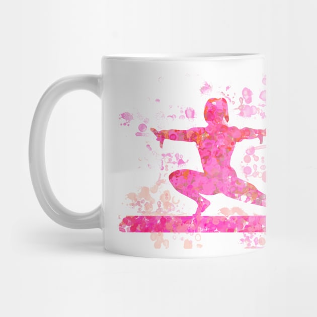 Gymnast on Beam Silhouette Abstract Watercolor Design in Pinks by PurposelyDesigned